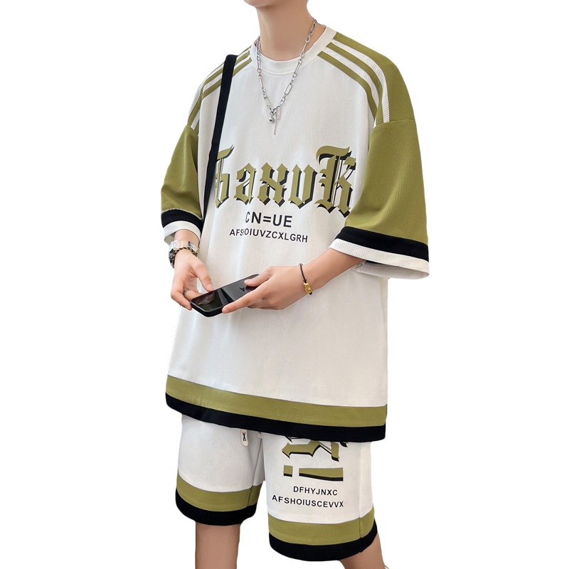 青少年学生男夏季新款休闲时尚百搭宽松短袖短裤套装TZ02319-P60,男装休闲套装,星座1206（原A206）