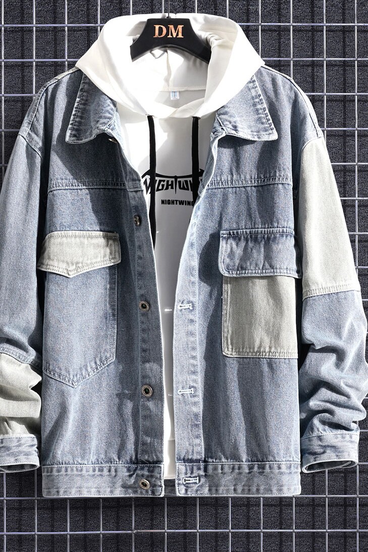 2025春季牛仔外套韩版特宽松显瘦拼接牛仔夹克外套NZ8212-P75,男装工装外套,星座1206（原A206）