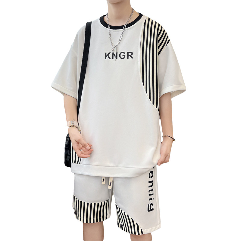 青少年学生男夏季新款连帽时尚百搭宽松短袖短裤套装TZ02306-P60,男装休闲套装,星座1206（原A206）