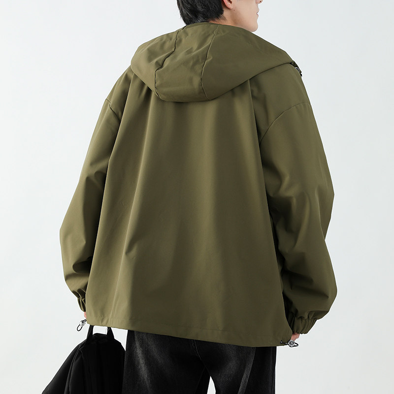 春秋款工装连帽夹克潮流拼色宽松百搭户外冲锋衣外套HS8303-P75,男装夹克,星座1206（原A206）