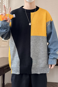 秋冬新款抗起球粗针毛衣男韩版宽松针织衫男毛衣青少年GF8046-P60图片