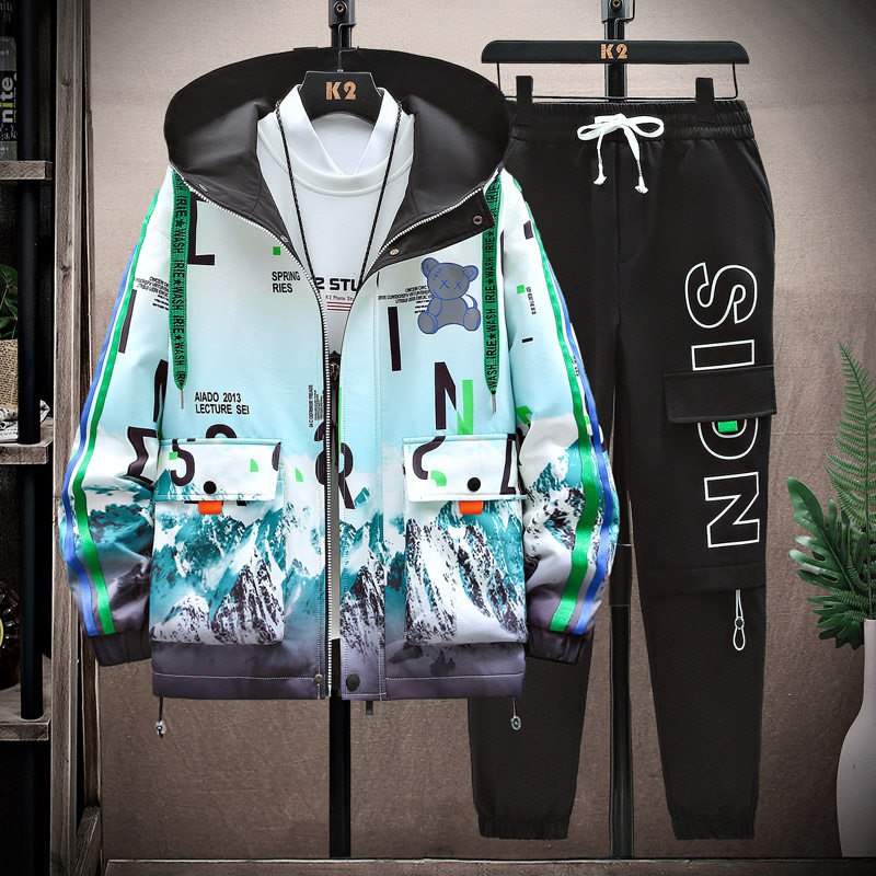 2023高品质青少年学生渐变夹克套装男士上衣裤子两件套TZA27-P95，男装休闲套装，星座1206（原A206）