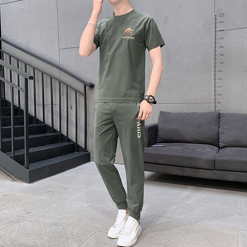短袖t恤男士冰丝套装夏季一套潮流男装休闲潮牌两件HL15336-P45,男装T恤,星座1206（原A206）