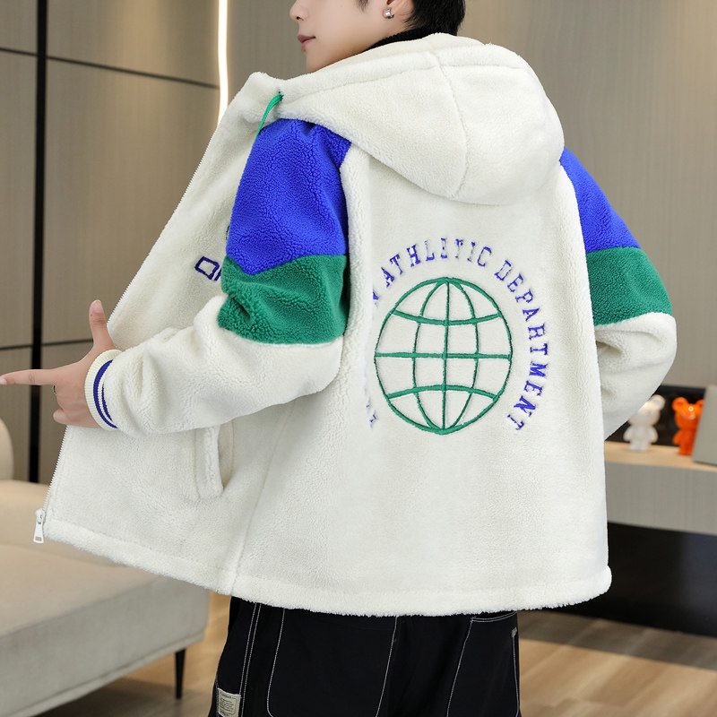 2022秋冬季新款加绒加厚宽松颗粒绒男青少年夹克外套KL9925-P105,男装夹克,星座1206（原A206）
