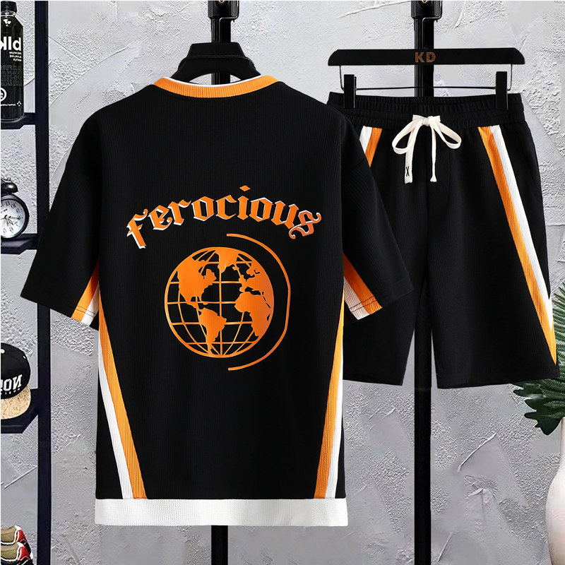 夏季休闲套装男衬衫短袖T恤男装一套短袖五分裤衣服TZ6895-P58,男装休闲套装,星座1206（原A206）