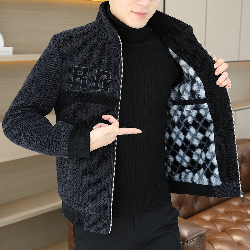 2025秋冬金貂绒翻领毛呢外套青年夹加棉加厚夹克棉服HF8821-P140,男装夹克,星座1206（原A206）
