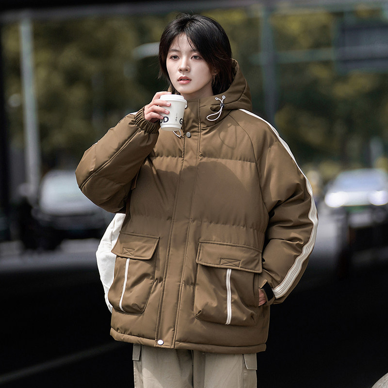 2025冬新原创宽松潮织带连帽棉衣女棉服情侣大码GS8053-P90,男装棉衣,星座1206（原A206）