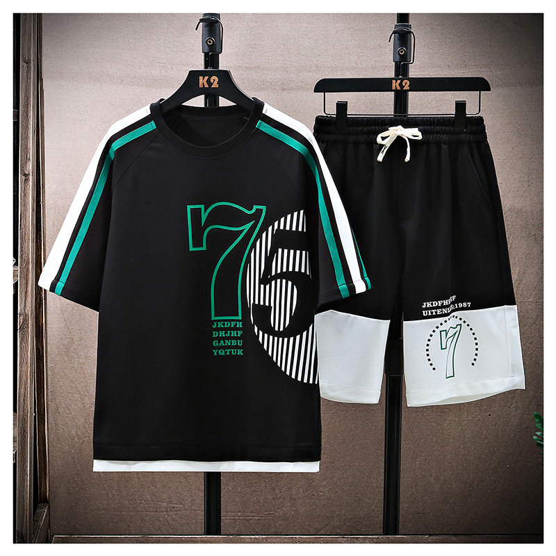 2023夏季休闲套装男时尚短袖T恤男一套五分裤男装衣服TZ6898-P65,男装休闲套装,星座1206（原A206）