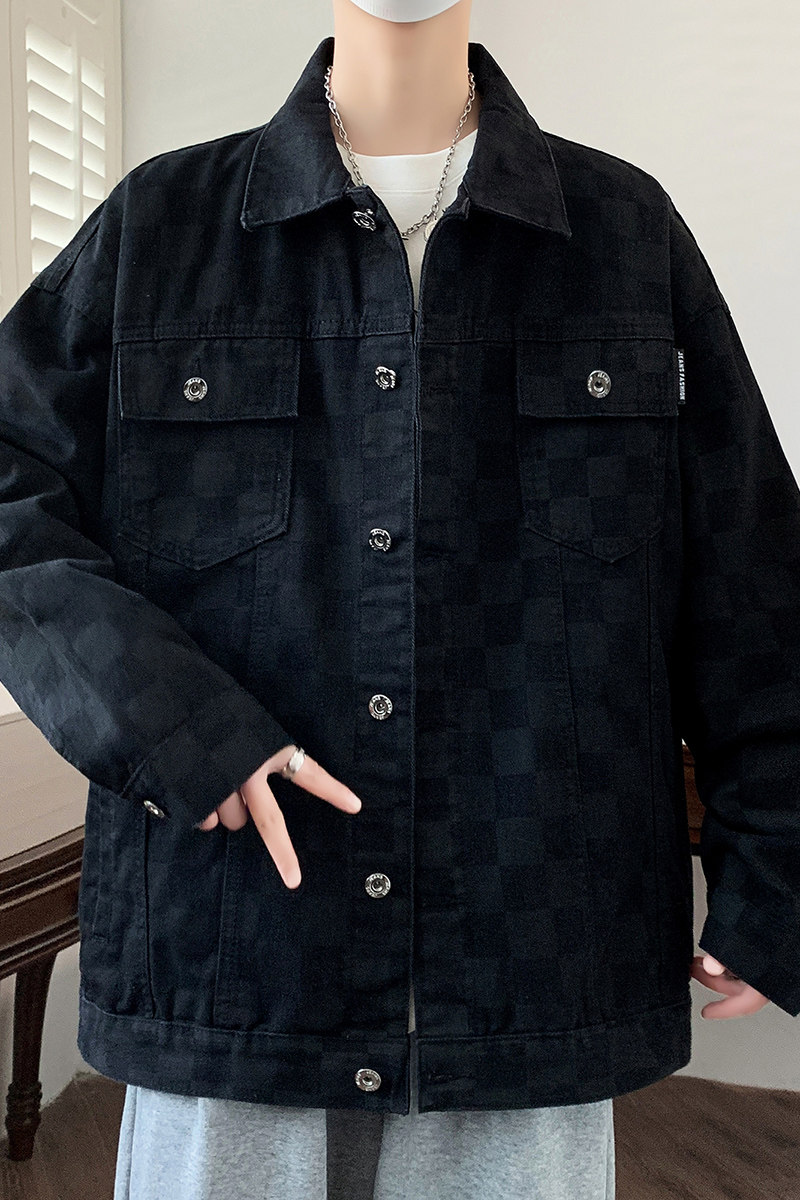 2025春秋季潮流男士棋盘格港风牛仔夹克外套牛仔褂NZ3736-P65,男装夹克,星座1206（原A206）