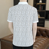 2023夏季新款翻领T恤印花潮流阔版体恤衫polo衫男PL0888-P55，男装Polo衫，电商A206