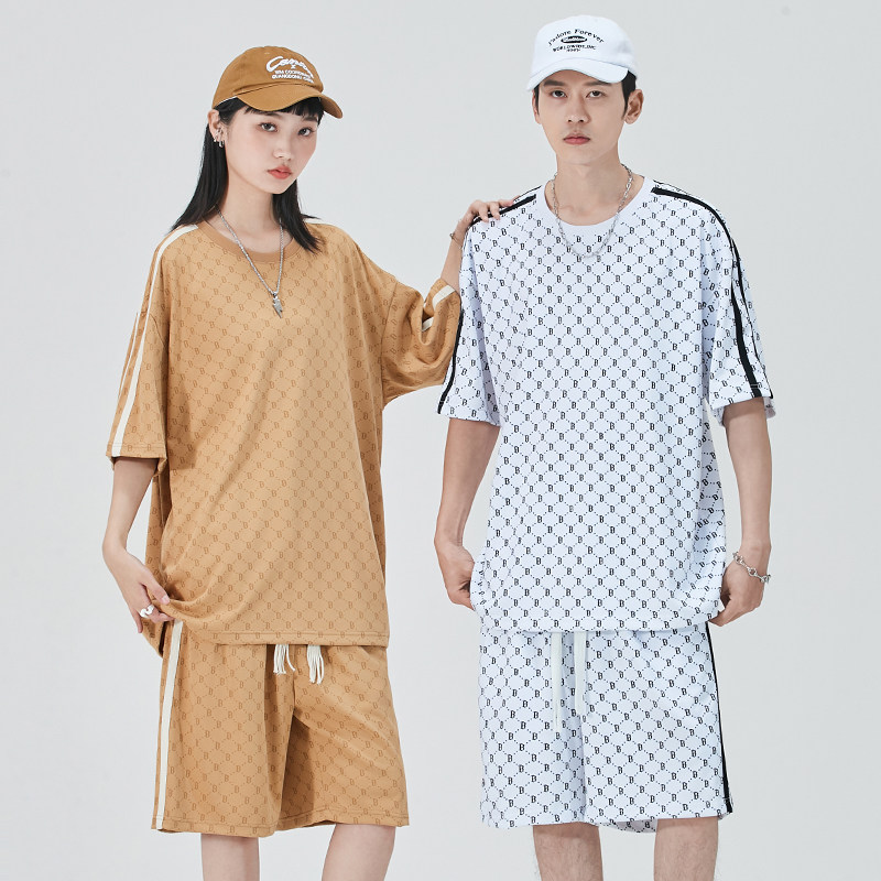 2023夏季港风短袖套装短裤两件套DQC9001-P45,男装休闲套装,星座1206（原A206）
