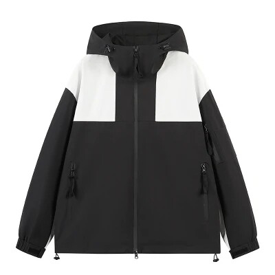 春款工装连帽夹克潮流拼色宽松百搭户外冲锋衣外套HS8302-P75图片