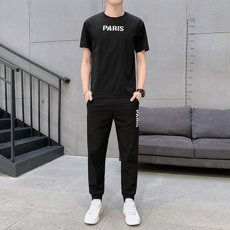 男士冰丝套装夏季一套潮流帅气男装休闲潮牌两件HL15333,男装休闲套装,星座1206（原A206）