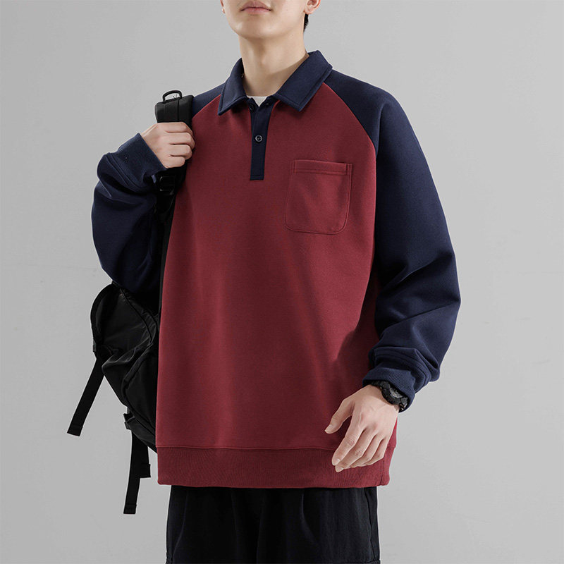 潮流男装美式Polo领卫衣男士重磅秋季休闲简约宽松上衣HH8901-P40,男装卫衣,星座1206（原A206）