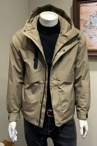 春季新款男工装拉链连帽上衣百搭冲锋衣夹克宽松外套男HGC77-P110图片