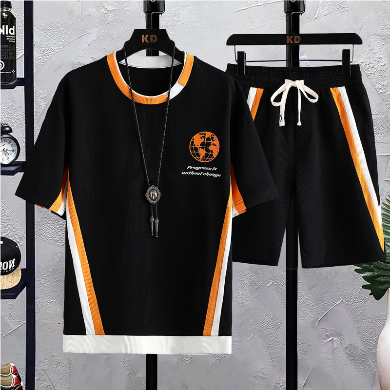 夏季休闲套装男衬衫短袖T恤男装一套短袖五分裤衣服TZ6895-P58,男装休闲套装,星座1206（原A206）