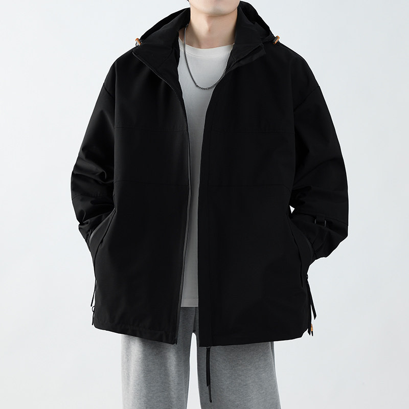 春秋款工装连帽夹克潮流拼色宽松百搭户外冲锋衣外套HS8306-P75,男装夹克,星座1206（原A206）
