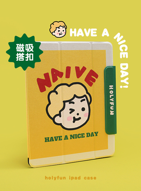 和风猫饭头像小人iPadPro2024保护壳11寸12.9寸13寸磁吸三折平板套Air456/mini6磁扣款华为matepadpro11/12.6