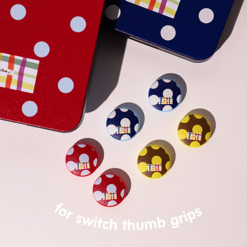 和风猫饭任天堂switch2红黄蓝波点摇杆套ns硅胶lite柄帽oled键帽