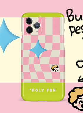 和风猫饭HOLYFUN布达佩斯粉色格子小人适用苹果17/16pro华为15promax14pro13iPhone12ProMax手机壳mate60pro