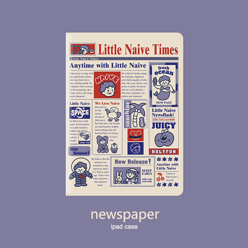复古创意小人报纸苹果ipad保护套10.2/5笔槽2019mini5air3202011,3C数码配件,平板电脑保护套/壳,淘宝优惠券,粉丝福利购,淘宝优惠卷