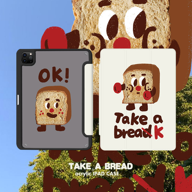 和风猫饭拳击吐司面包可爱iPad保护壳磁扣亚克力笔槽旋转10.2寸Pro11寸12.9寸mini6新款10代10.9寸简约,3C数码配件,平板电脑保护套/壳,淘宝优惠券,粉丝福利购,淘宝优惠卷