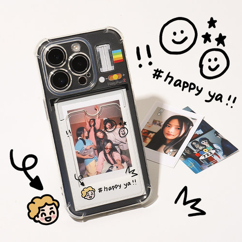 和风猫饭原创拍立得卡包适用iphone17/16/15pro手机壳insiphone13promax手机壳苹果14透明12/11华为mate40pro