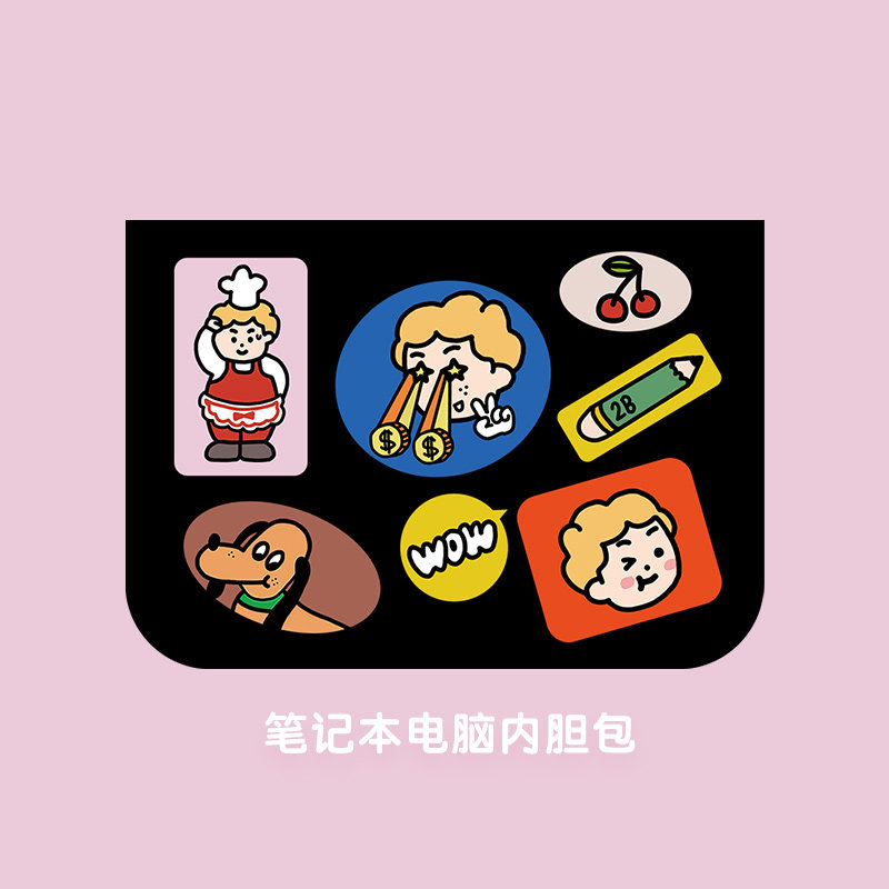 和风猫饭标签适用苹果macbook内胆包air新13.3寸电脑包pro保护套联想小米华为荣耀等品牌笔记本电脑通用