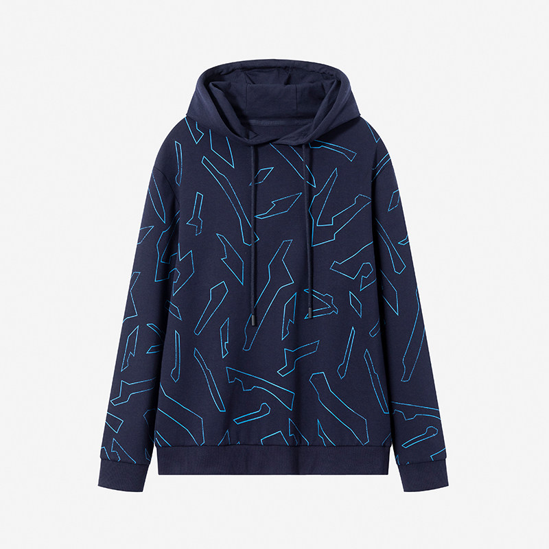 外贸大牌正品撤标尾货清仓男装上衣秋季新款潮流连帽印花抽绳卫衣