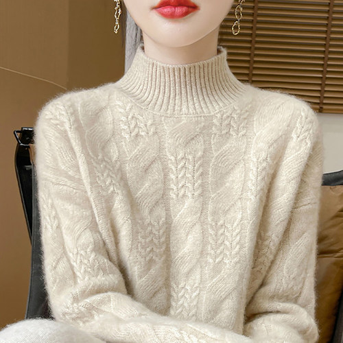 撤标撤柜(A)半高领针织打底衫女春秋内搭加厚加大码女装秋冬毛衣