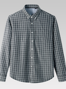 撤柜特价男式2023秋冬新款休闲格纹56棉舒适德绒长袖衬衫V8T51400