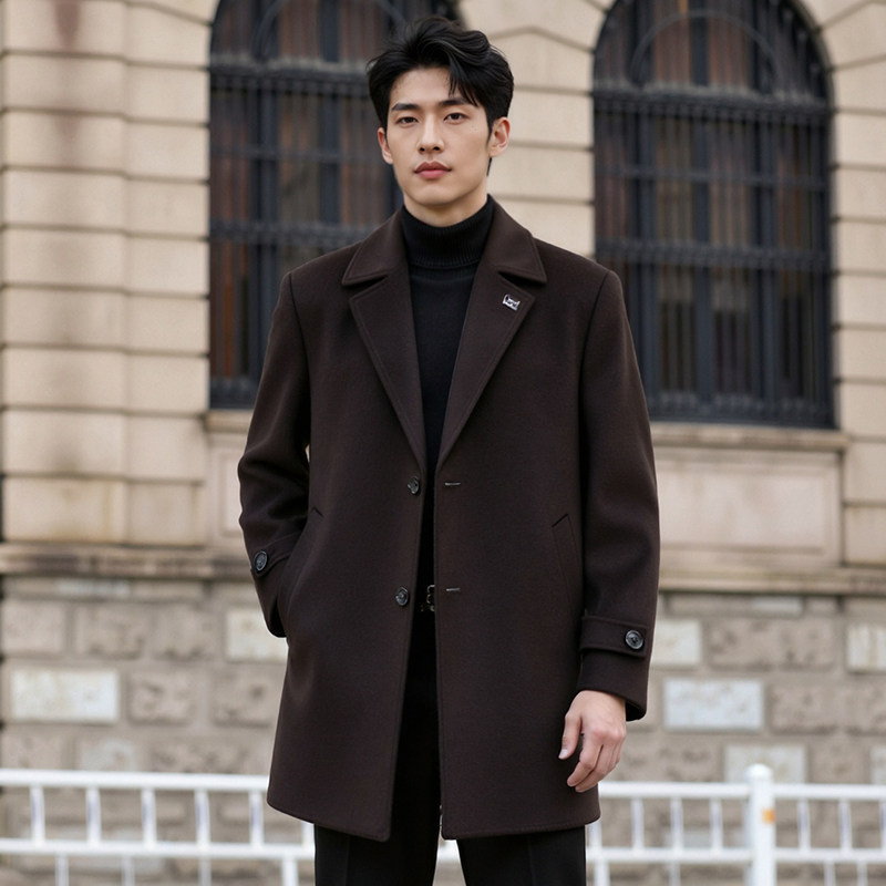【豆家】撤标撤柜！2025秋冬男士新款商务休闲翻领中长款毛呢大衣,男装,毛呢大衣,淘宝优惠券,粉丝福利购,淘宝优惠卷