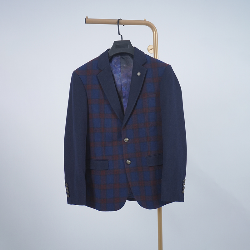 一线撤标撤柜2025年春季男装新款时尚百搭格纹舒适透气休闲西服