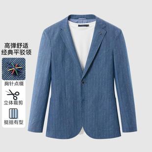 高弹休闲西服男式 简约平驳领花纹薄款 新款 一线撤柜撤标2024年秋季