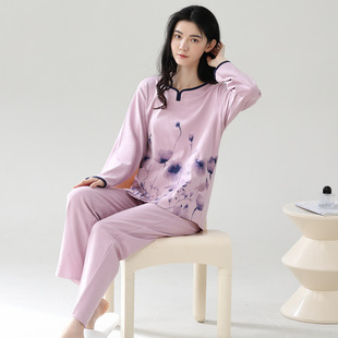 撤标撤柜（U）亲肤可外穿甜美可爱女士全棉家居服套装春秋款宽松