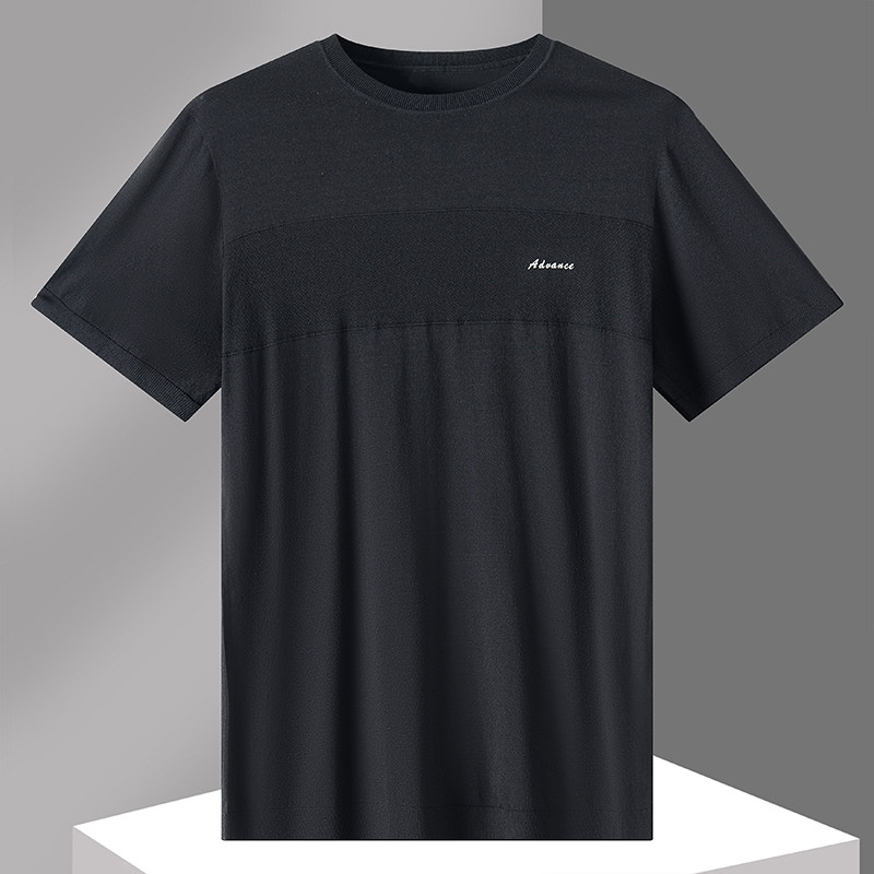 一线撤柜撤标2024年夏季新款简约男士纯色透气清爽舒适短袖T恤衫