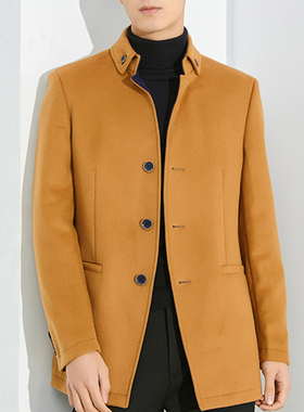 直播撤柜福利2023冬季男士简约舒适时尚翻领52羊毛大衣男V5T55100