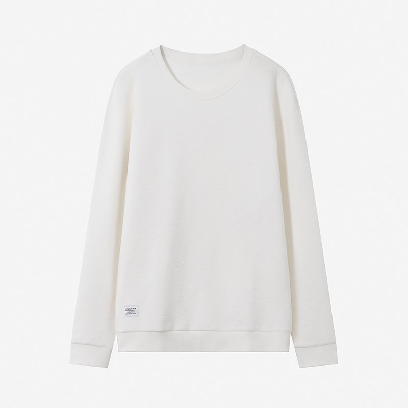 外贸出口正品撤柜撤标高级感男装白色上衣青年休闲套头圆领卫衣潮