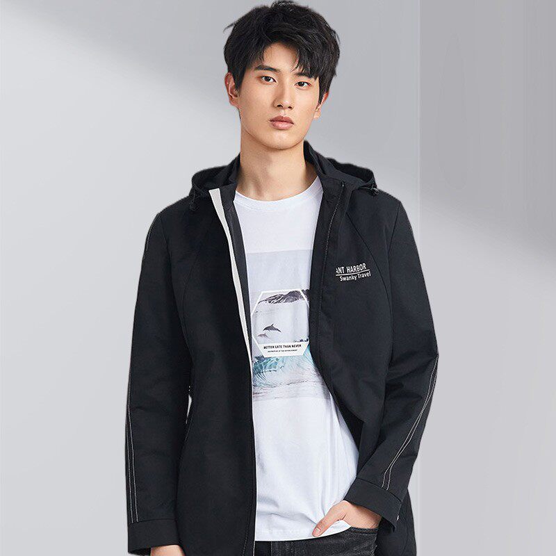 外贸大牌正品撤标尾货清仓男装高级感外套2023秋时尚连帽休闲风衣