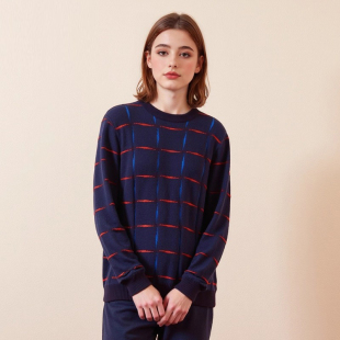 【H家】撤柜！2025春秋新款女士时尚格纹百搭圆领休闲显瘦针织衫