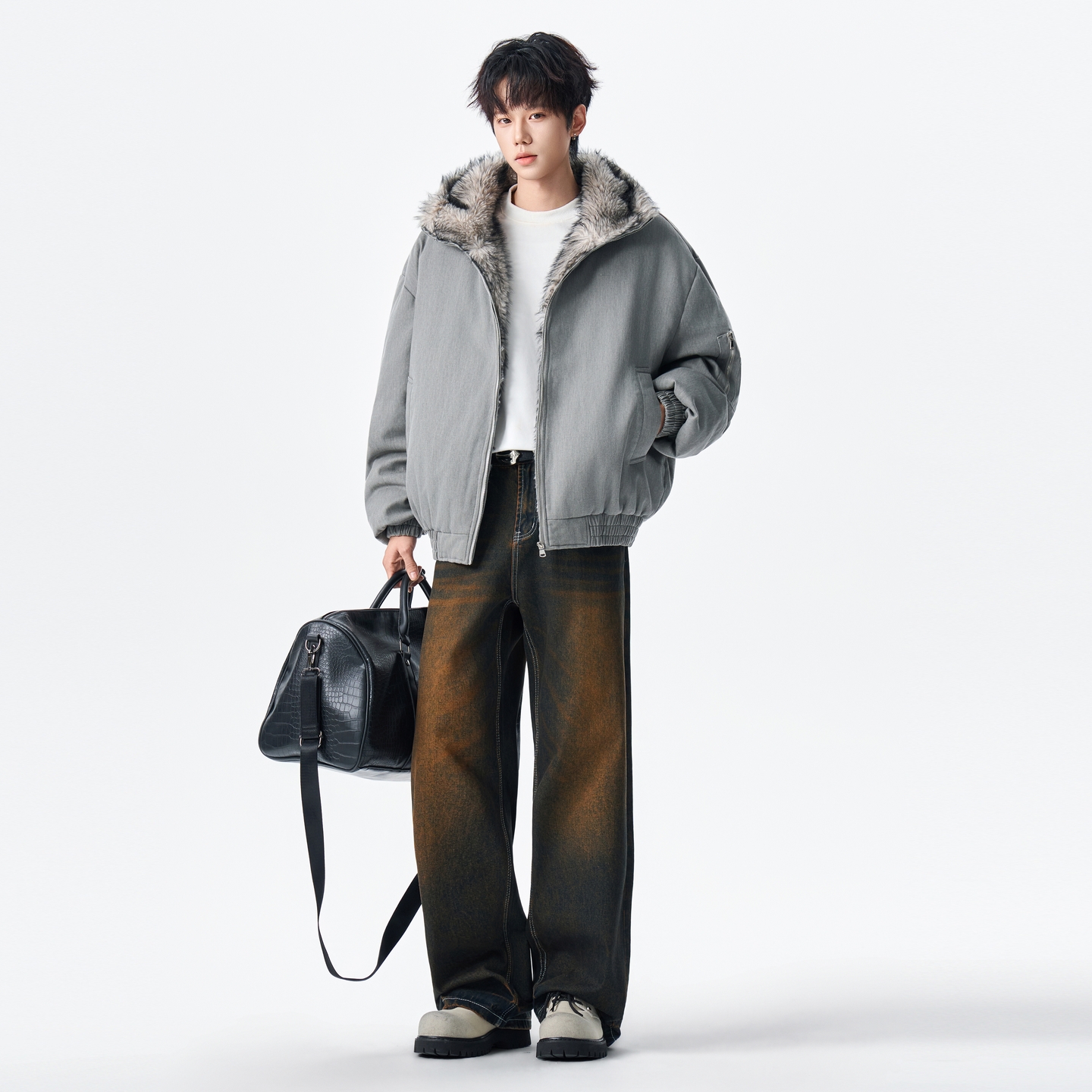 撤标撤柜！2025年冬季男士新款休闲简约时尚保暖连帽羽绒服外套