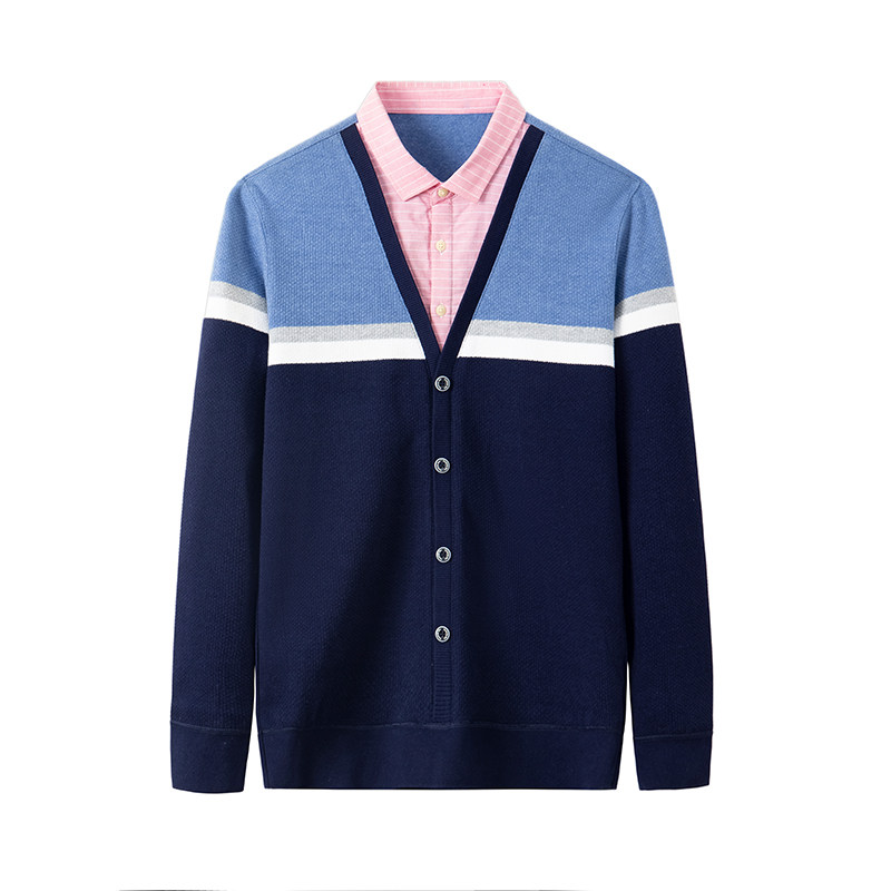 外贸品牌出口一线大牌撤标时尚潮流薄绒假两件针织衫休闲内搭