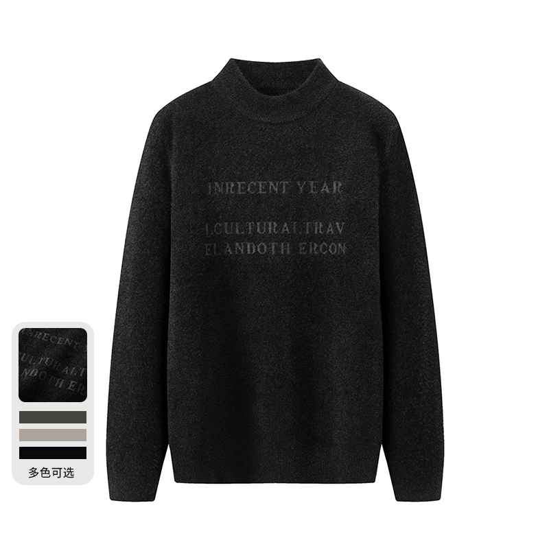 大牌撤标秋冬半高领针织衫男