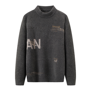 内搭打底衫 潮流针织毛线衫 撤标 半高领毛衣男韩版 外贸2023秋冬新款