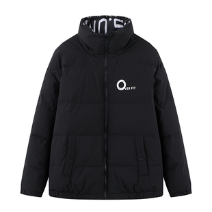 一线撤标撤柜冬季男式2023休闲时尚保暖防风立领短款双面穿羽绒服