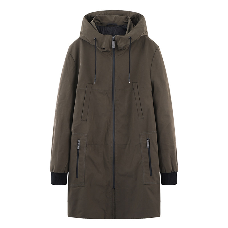 外贸品牌撤柜男装春季英伦风卡其中长款潮流连帽风衣大牌拉链外套