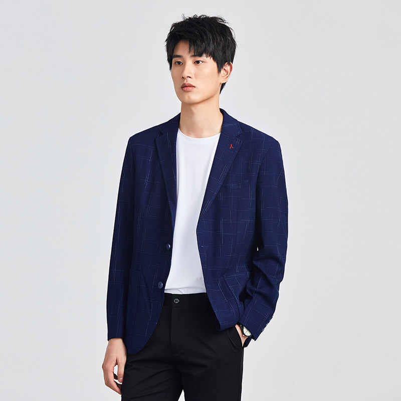 外贸男装撤标秋季时尚修身商务休闲小西装外套单西韩版轻薄西服