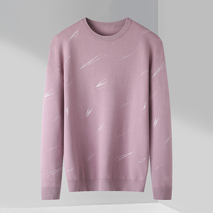 清仓捡漏专柜大牌外贸圆领套头轻薄休闲花纹秋冬男士 线衣 针织衫