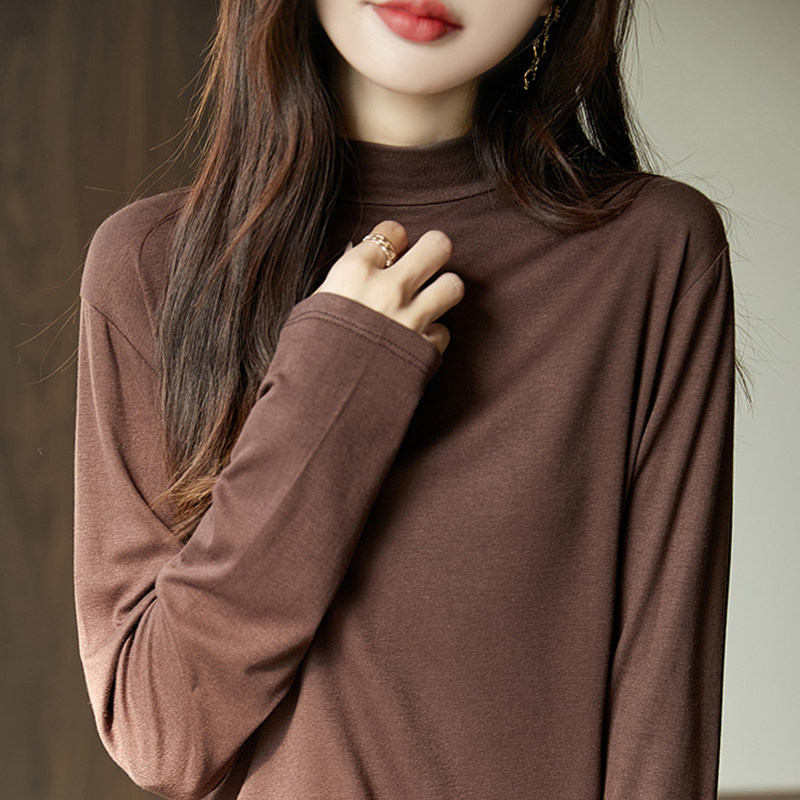 撤标撤柜(A)半高领纯色针织打底衫女春秋款内搭洋气女装秋冬毛衣