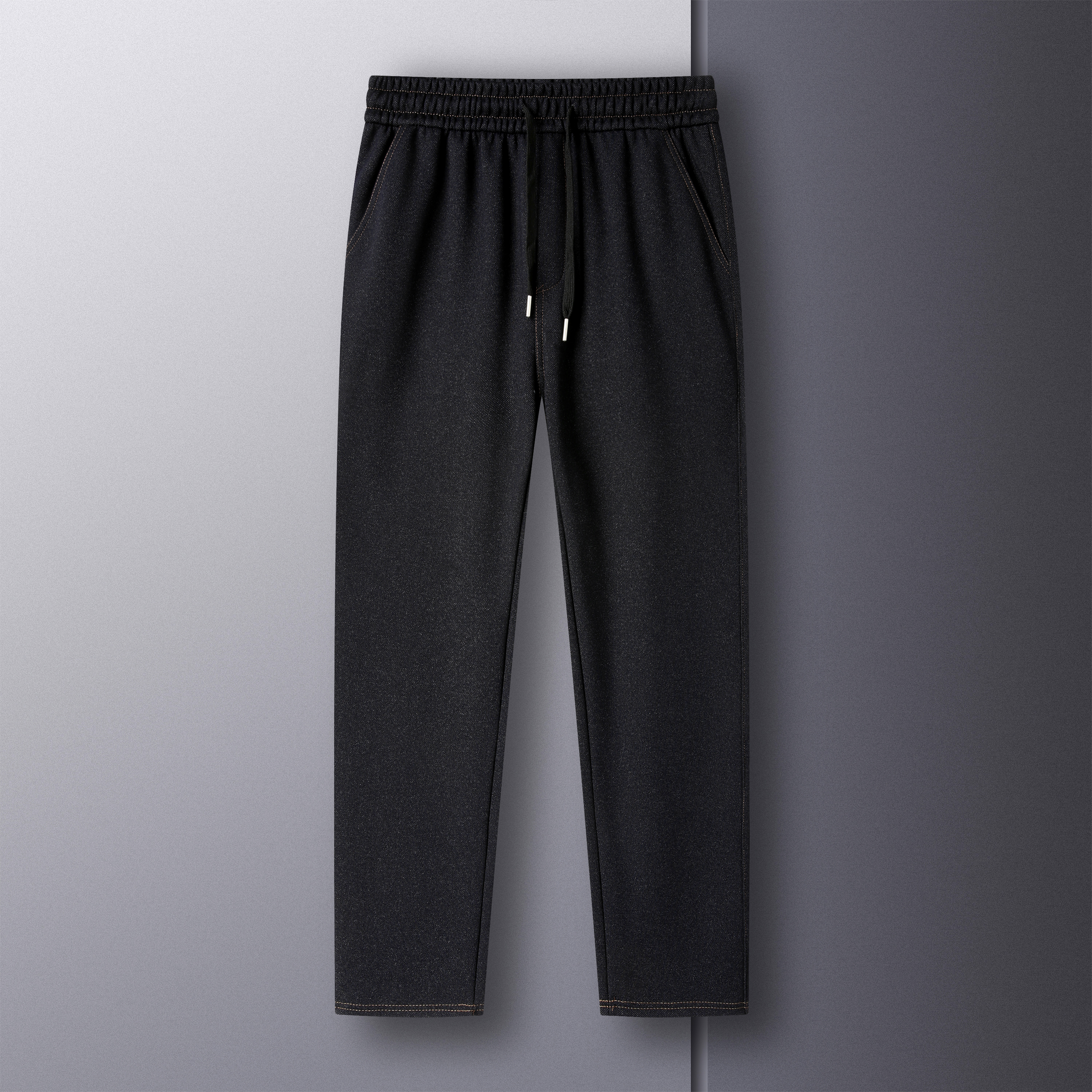 撤标撤柜(C)秋冬男士商务休闲复古质感松紧腰直筒仿牛仔休闲裤